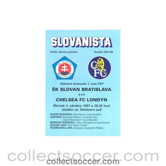 1997 - Slovan Bratislava vChelsea official programme 02/10/1997 in Slovakian