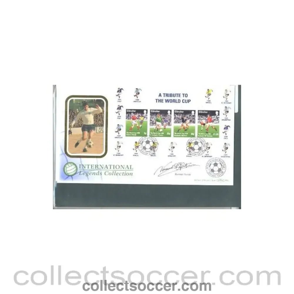 1998 - A Tribute to The World Cup Gibraltar First Day Cover 23/01/1998, originally signed by Norman Hunter - Collect Soccer