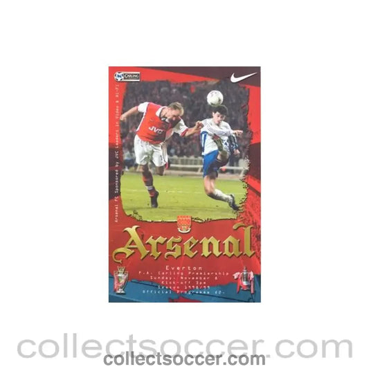 1998 - Arsenal v Everton official programme 08/11/1998 Premier League