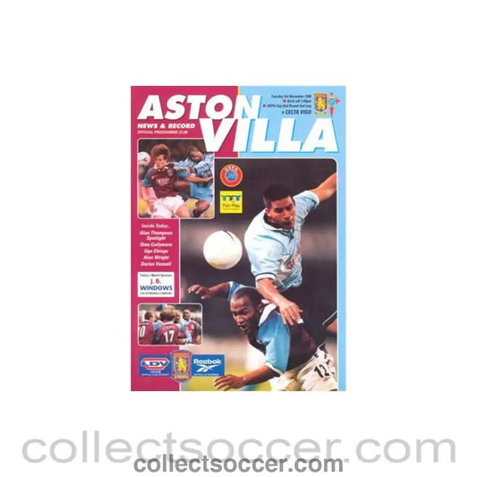 1998 - Aston Villa v Celta Vigo official programme 03/11/1998 UEFA Cup - Collect Soccer