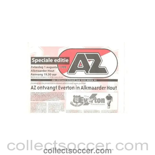 1998 - AZ Select v Everton AZ newspaper special edition 01/08/1998