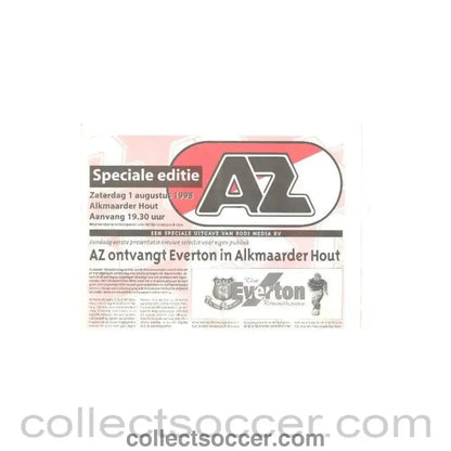 1998 - AZ Select v Everton AZ newspaper special edition 01/08/1998 - Collect Soccer