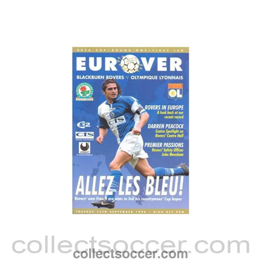 1998 - Blackburn Rovers v Olympique Lyonnais official programme 15/09/1998 UEFA Cup