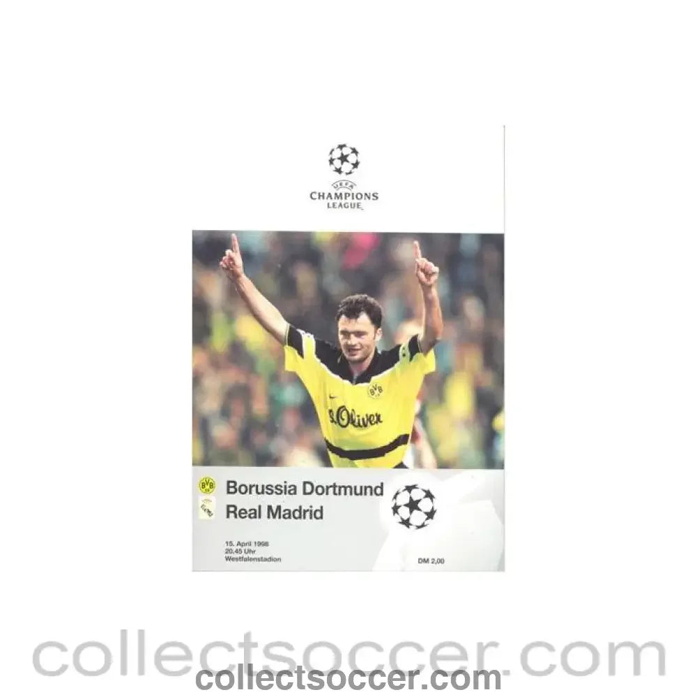 1998 Borussia Dortmund v Real Madrid official programme 15/04/1998 Champions League