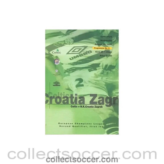 1998 - Celtic v Croatia Zagreb official programme 12/08/1998 Champions League - Collect Soccer