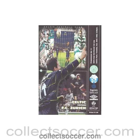1998 - Celtic v Zurich official programme 20/10/1998 UEFA Cup - Collect Soccer