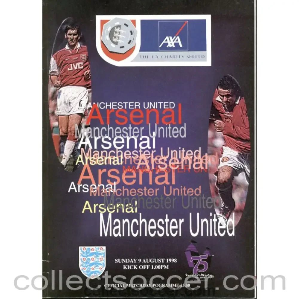 1998 Charity Shield Programme Arsenal v Manchester United - Collect Soccer