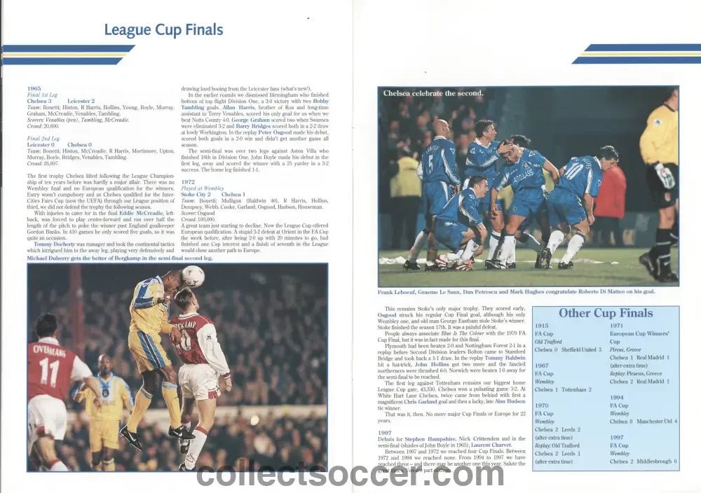 1998 Chelsea League Cup Final Winners Menu - Collect Soccer