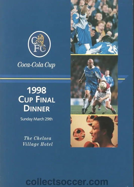 1998 Chelsea League Cup Final Winners Menu - Collect Soccer