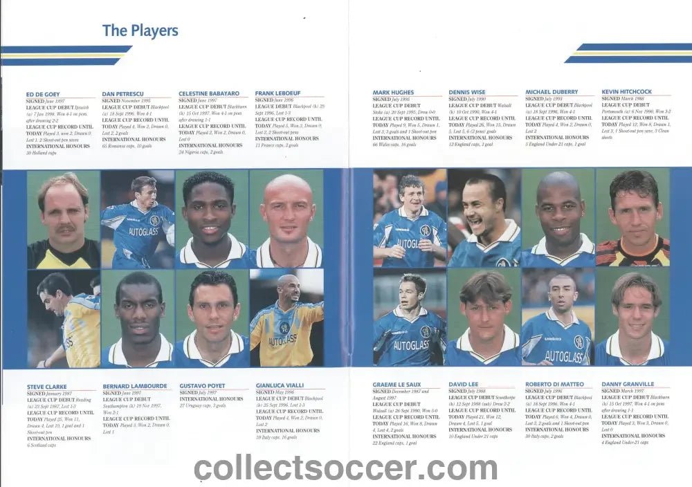 1998 Chelsea League Cup Final Winners Menu - Collect Soccer