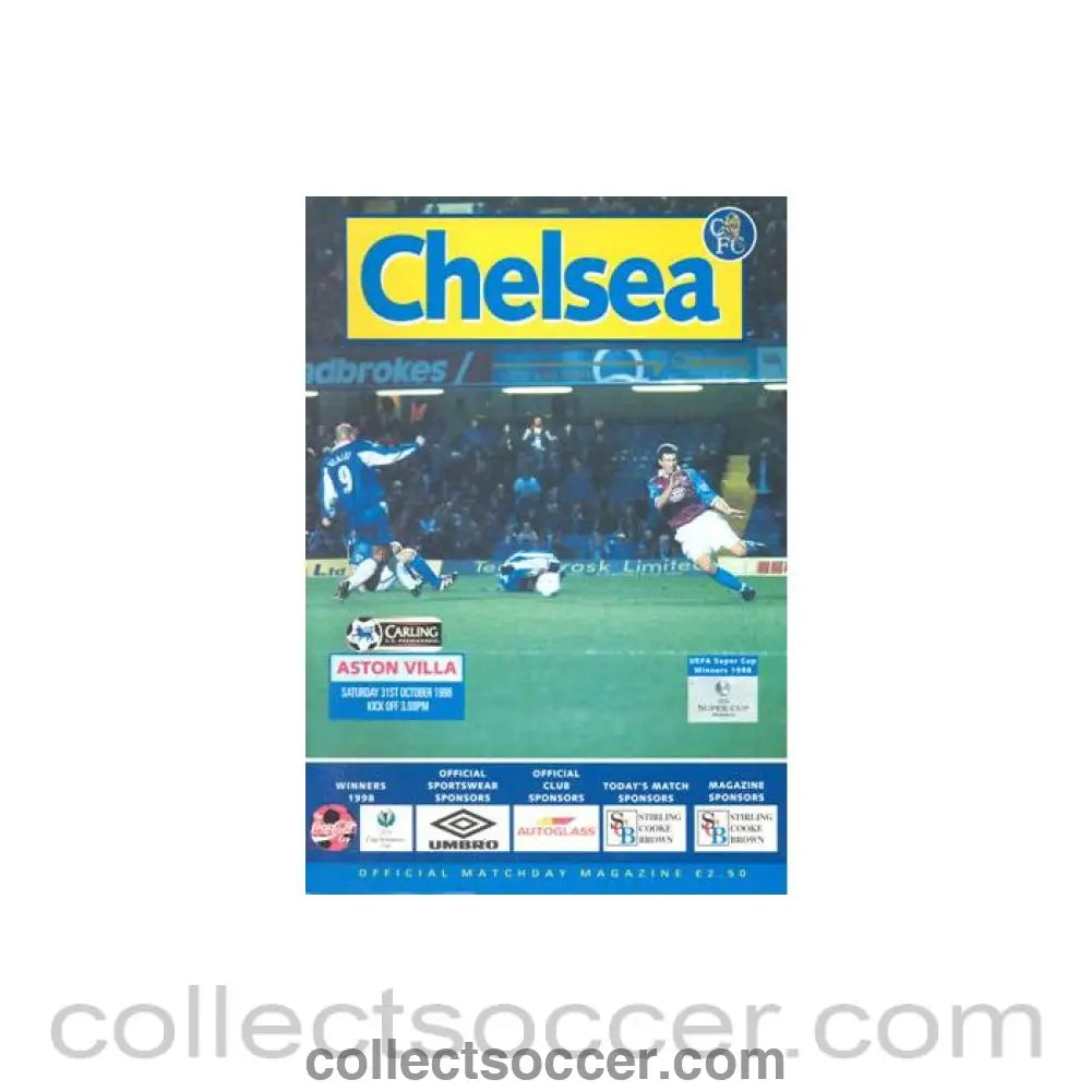 1998 - Chelsea v Aston Villa official programme 31/10/1998 Carling F.A. Premiership