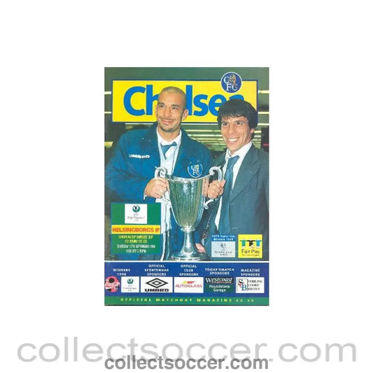 1998 - Chelsea v Helsingborgs official programme 17/09/1998 European Cup Winners Cup 1st Round