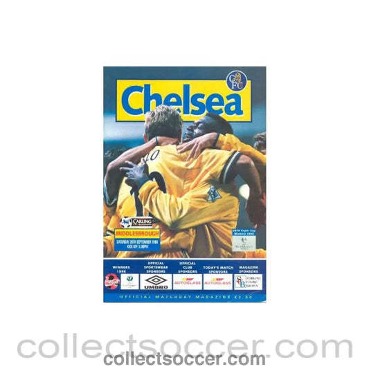 1998 - Chelsea v Middlesbrough official programme 26/09/1998