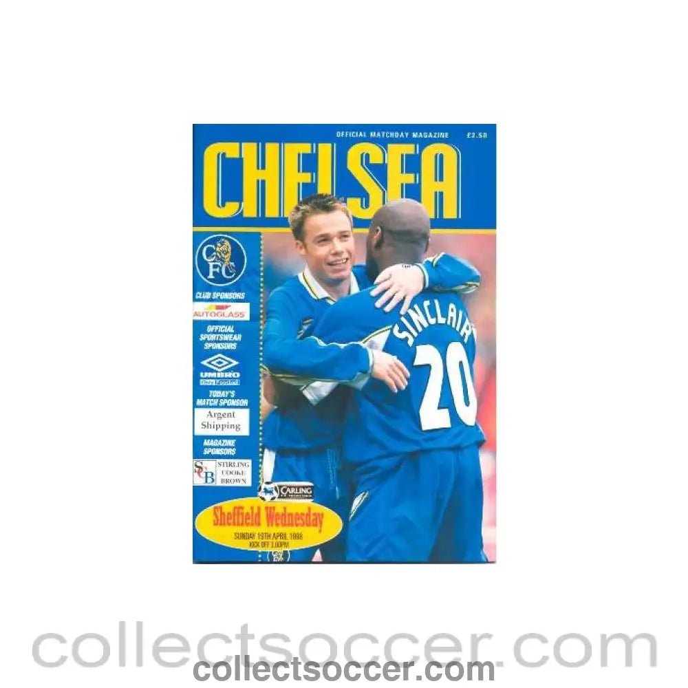 1998 - Chelsea v Sheffield Wednesday official programme 19/04/1998 - Collect Soccer