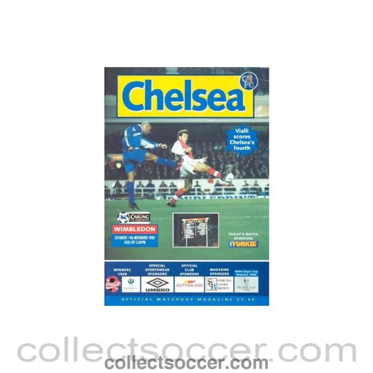 1998 - Chelsea v Wimbledon official programme 14/11/1998 - Collect Soccer