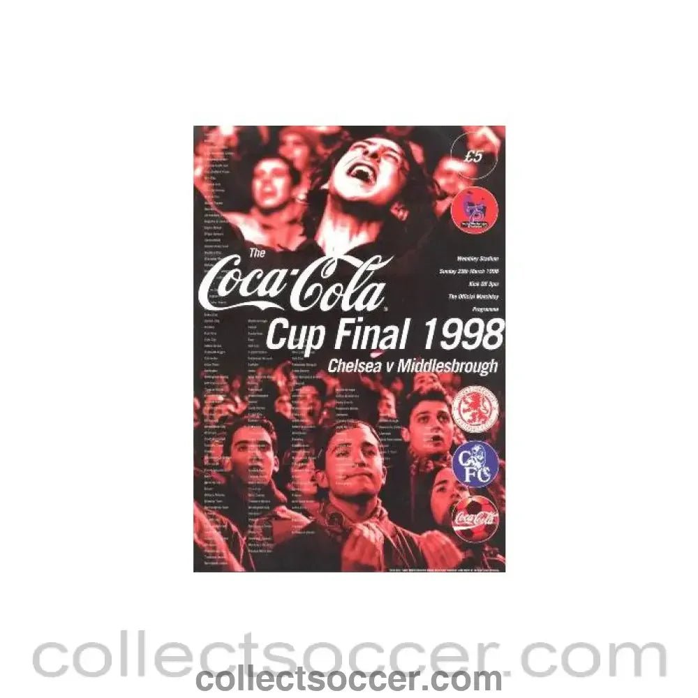 1998 Coca Cola League Cup Final Chelsea v Middlesbrough official programme - Collect Soccer