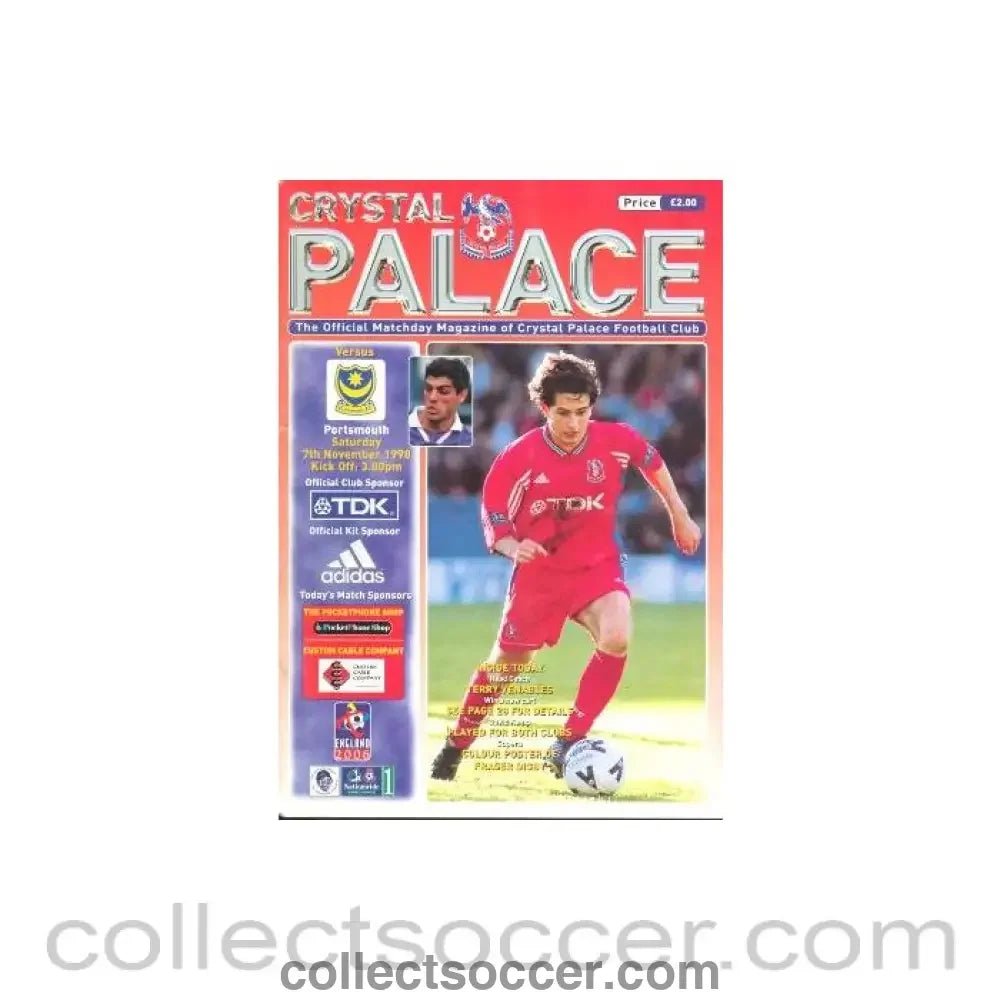 1998 - Crystal Palace v Portsmouth official programme 07/11/1998 - Collect Soccer