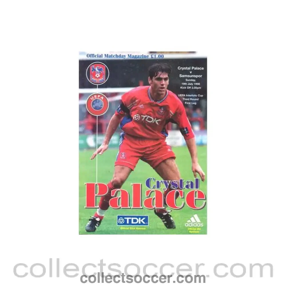 1998 - Crystal Palace v Samsunspor official programme 19/07/1998 Intertoto Cup
