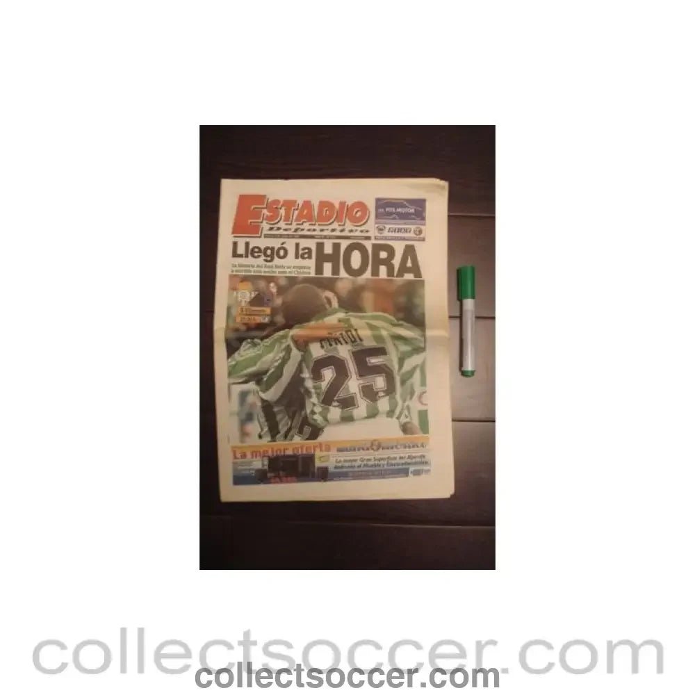 1998 - Estadio newspaper of 05/03/1998 covering Real Betis v Chelsea - Collect Soccer