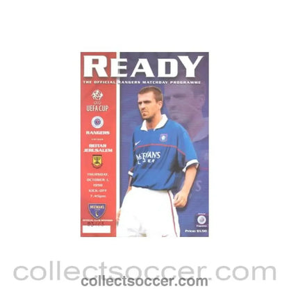 1998 - Glasgow Rangers v Beitar Jerusalem official programme 01/10/1998 UEFA Cup - Collect Soccer