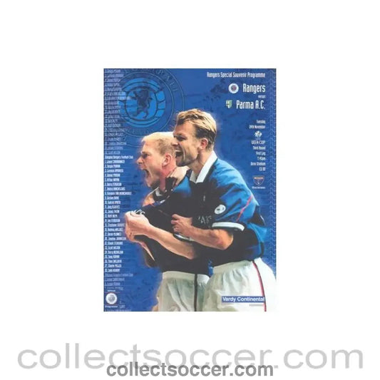 1998 - Glasgow Rangers v Parma official programme 24/11/1998 UEFA Cup - Collect Soccer