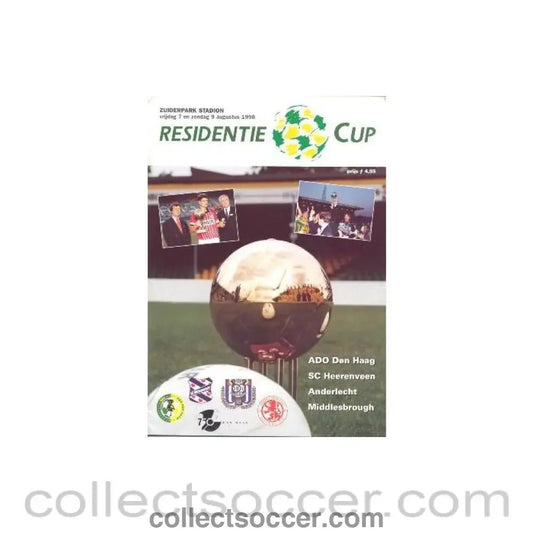 1998 - Haag - Heerenveen - Anderlecht - Middlesbrough official programme 09/08/1998 Residentie Cup - Collect Soccer