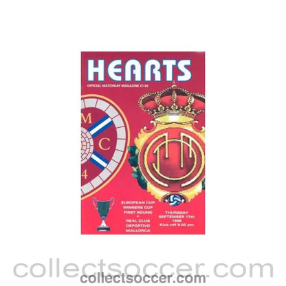 1998 - Heart of Midlothian v Real Club Deportivo Majorca official programme 17/09/1998 Cup Winners Cup - Collect Soccer