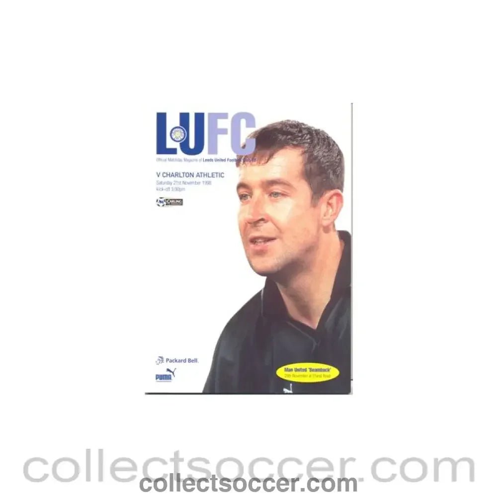 1998 - Leeds United v Charlton Athletic official programme 21/11/1998 - Collect Soccer