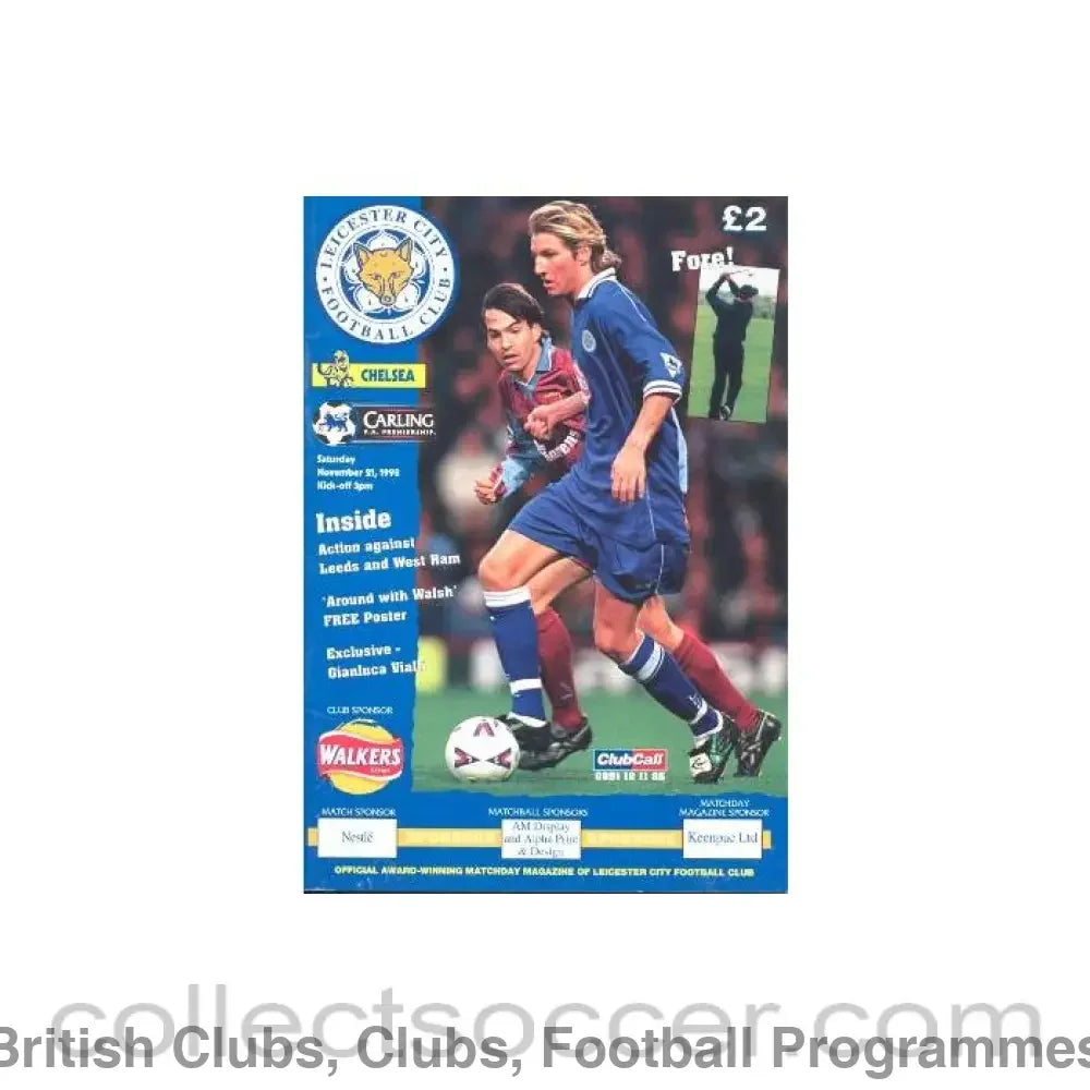 1998 - Leicester City vChelsea official programme 21/11/1998