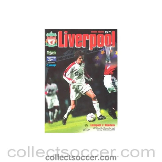1998 - Liverpool v Valencia official programme 20/10/1998 UEFA Cup - Collect Soccer
