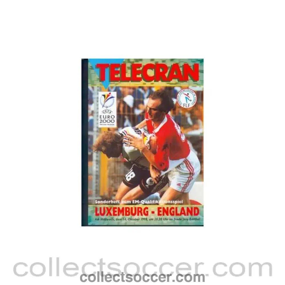 1998 Luxemburg V England Programme 14/10/1998 - Collect Soccer