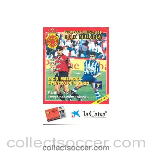 1998 Majorca v Atletico Madrid official programme 25/10/1998, Spanish produced, in Spanish - Collect Soccer