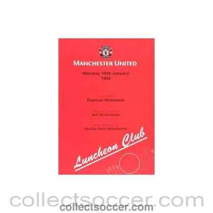 1998 - Manchester United menu 18/01/1998 - Collect Soccer