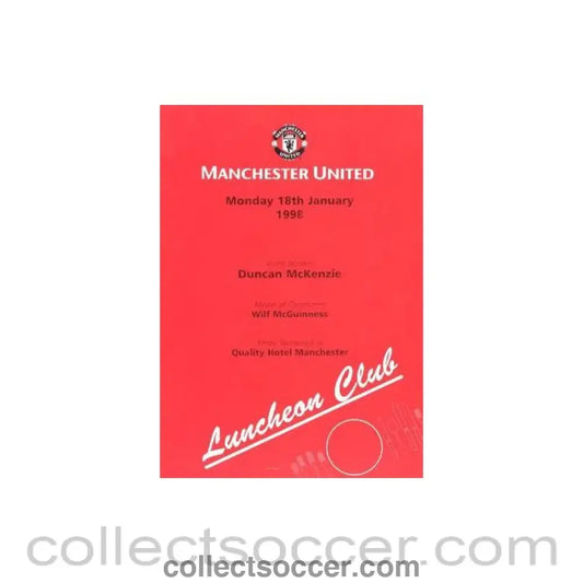 1998 - Manchester United menu 18/01/1998