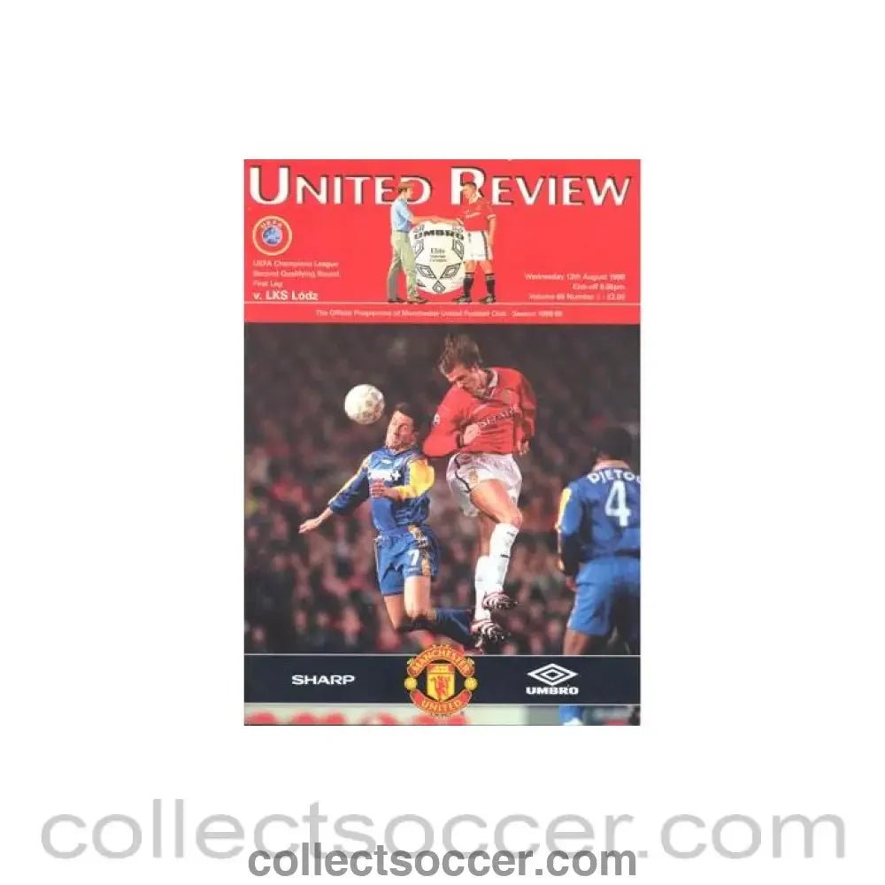 1998 - Manchester United v Lodz Poland official programme 12/08/1998 Champions League - Collect Soccer
