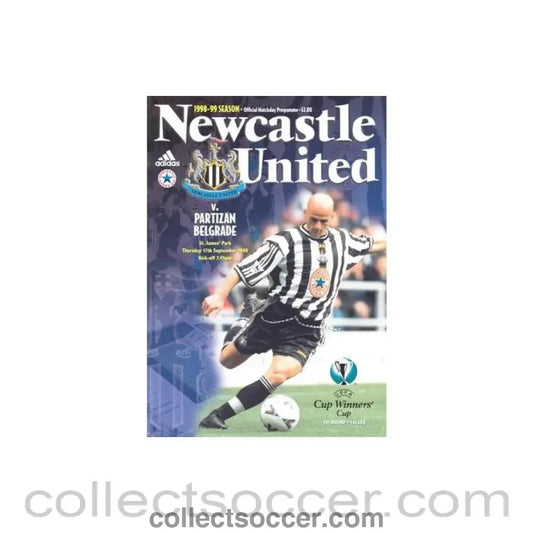 1998 - Newcastle United v Partizan Belgrade official programme 17/09/1998 Cup Winners Cup - Collect Soccer