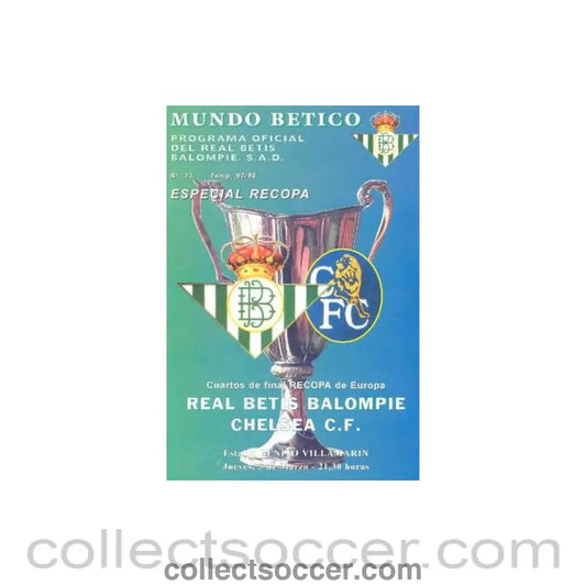 1998 - Real Betis vChelsea official programme 05/03/1998 European Cup Winners Cup Quarter-Final