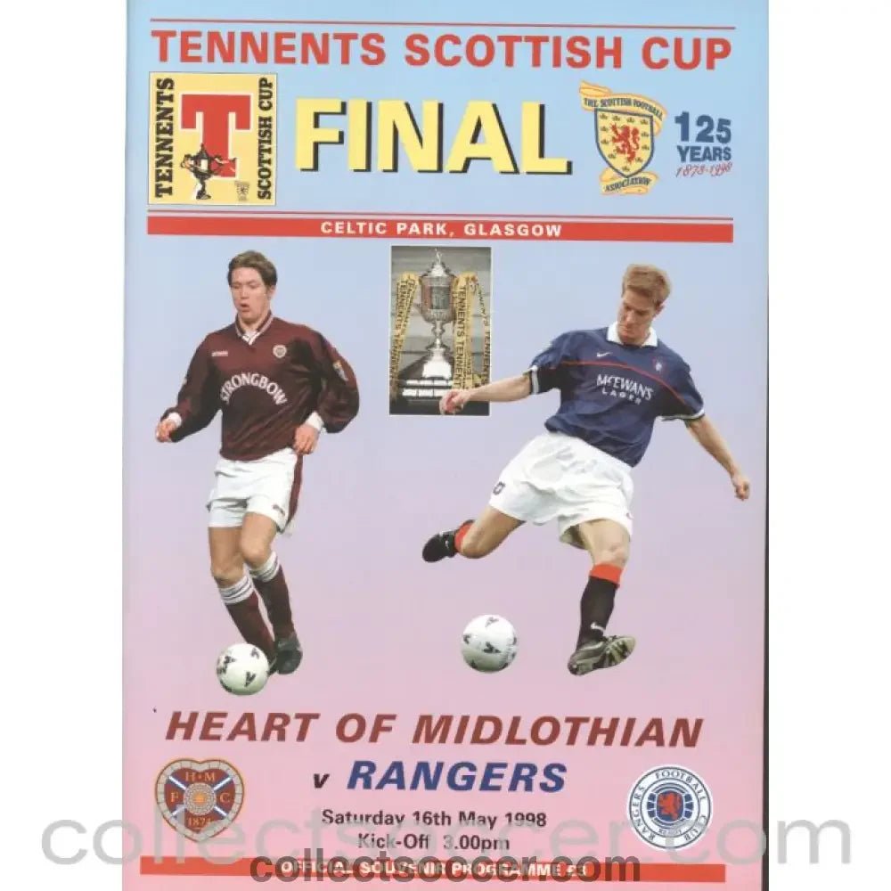 1998 Scottish Cup Final Heart of Midlothian v Rangers Official Football Programme - Collect Soccer