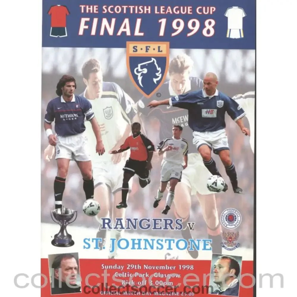 1998 Scottish League Cup Final Rangers v St.Johnstone Official Football Programme - Collect Soccer