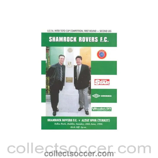 1998 - Shamrock Rovers v Altay Spor Turkey official programme 28/06/1998 Intertoto Cup - Collect Soccer
