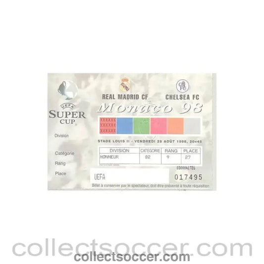 1998 - Super Cup 1998 Ticket - Collect Soccer