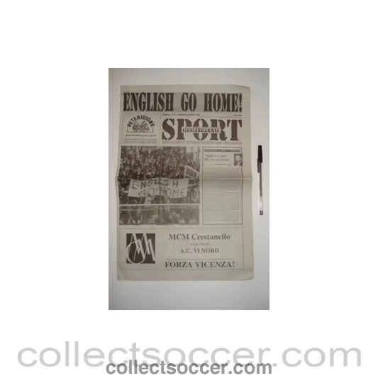 1998 - Vicenza v Chelsea Quotidiano Sport Italian newspaper 02/04/1998 in Italian