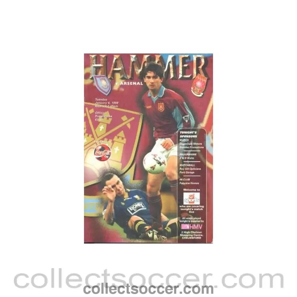 1998 - West Ham United v Arsenal official programme 06/01/1998 - Collect Soccer