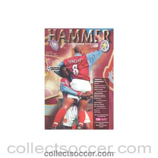 1998 - West Ham United v Leicester City official programme 10/05/1998 Premier League - Collect Soccer
