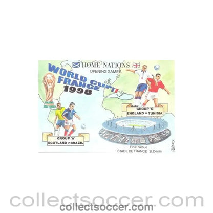 1998 World Cup in France - Group A - Scotland v Brazil & Group G - England v Tunisia postcard