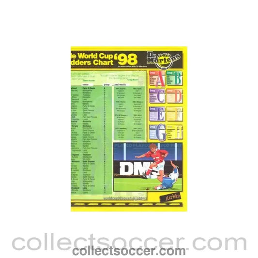 1998 World Cup - Sunday People Squads & Ladders Chart - Collect Soccer