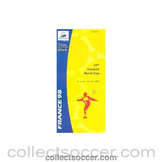 1998 World Cup welcome information leaflet - Collect Soccer