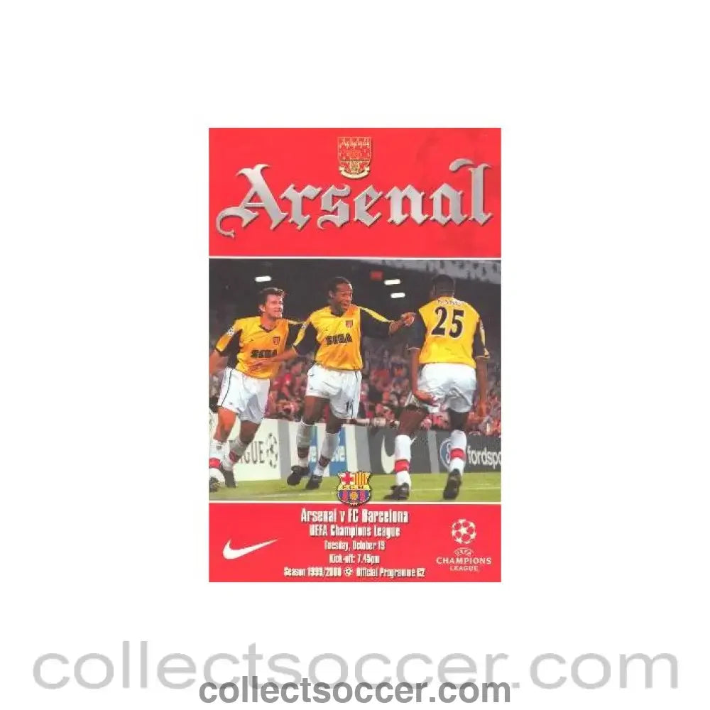 1999 - Arsenal v Barcelona official programme 19/10/1999