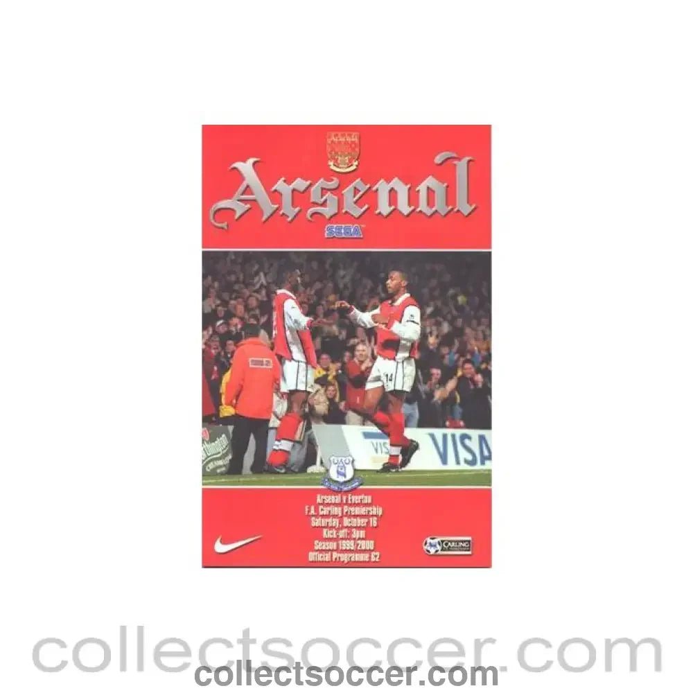 1999 - Arsenal v Everton official programme 16/10/1999 Premier League - Collect Soccer