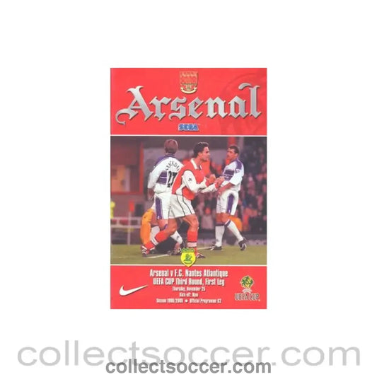 1999 - Arsenal v Nantes Atlantique official programme 25/11/1999 UEFA Cup
